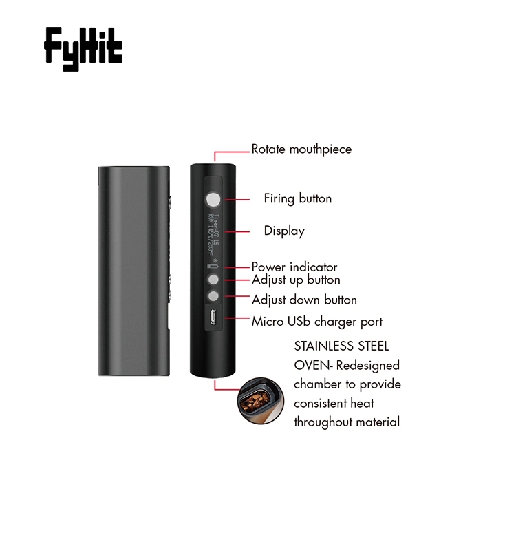 Factory Price Wholesale Fyhit Relax Dry Herb Vaporizer with Olcd Screen Ceramic and Rotatable Mouthpiece